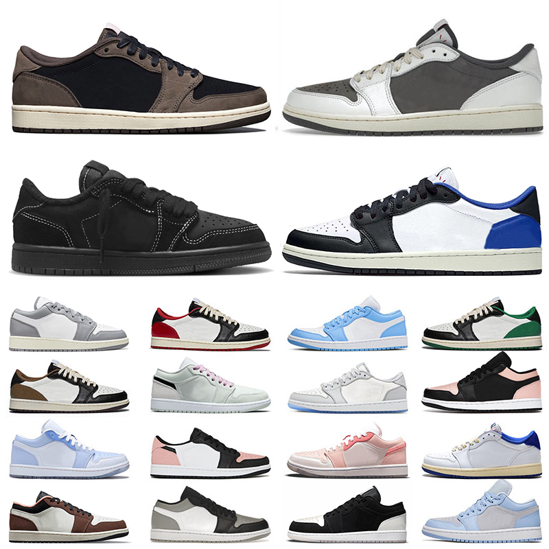 

Basketball Shoes TS x Reverse Mocha 1 Black Phantom 1s Designer Jumpman Low Fragment Men Women Bleached Coral Mighty Swooshers Pink Sneakers Big Size 12, 36-46 travis scotts (2)