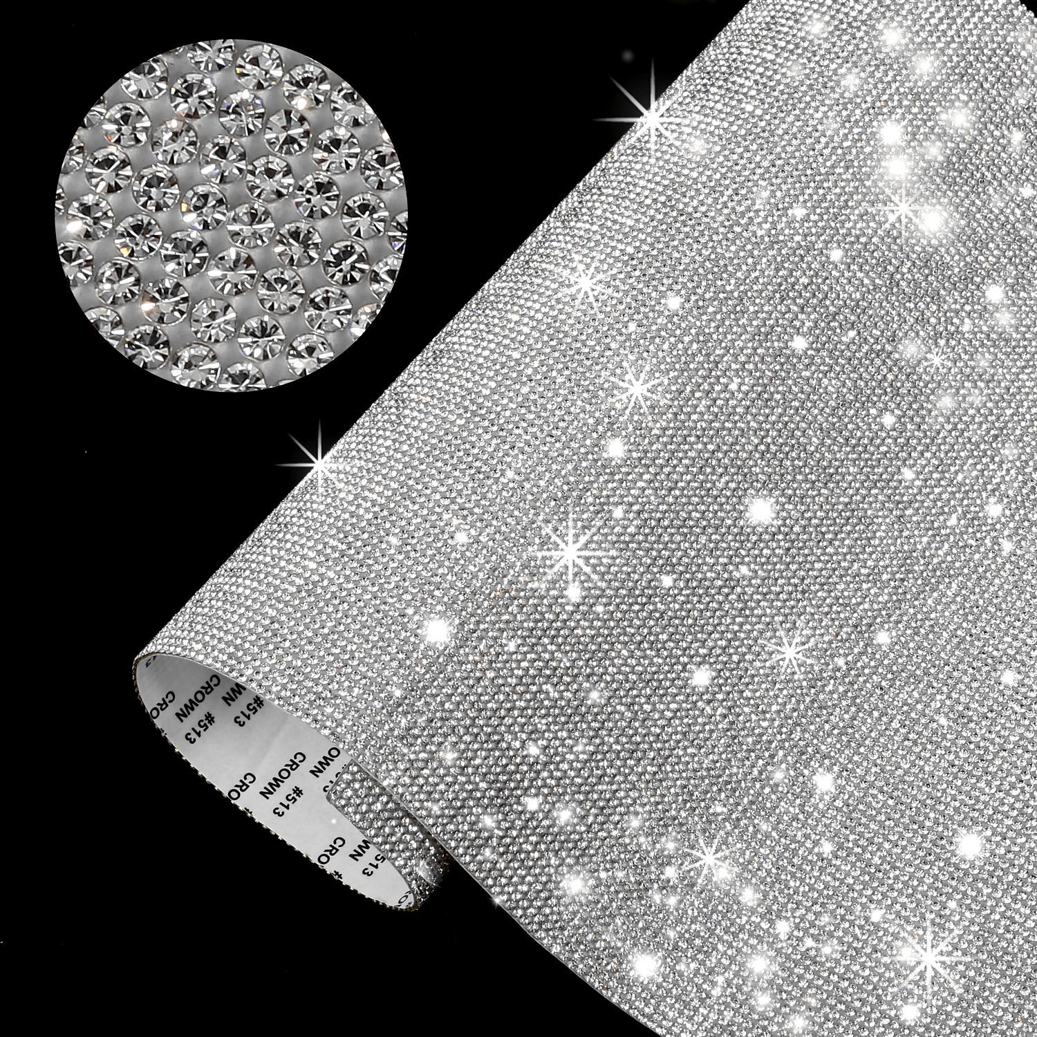 

20x24cm About 1000pcs Self-Adhesive Rhinestone Sticker Sheet Crystal Ribbon with Gum Diamond Sticks for DIY Decoration Cars Phone Cases