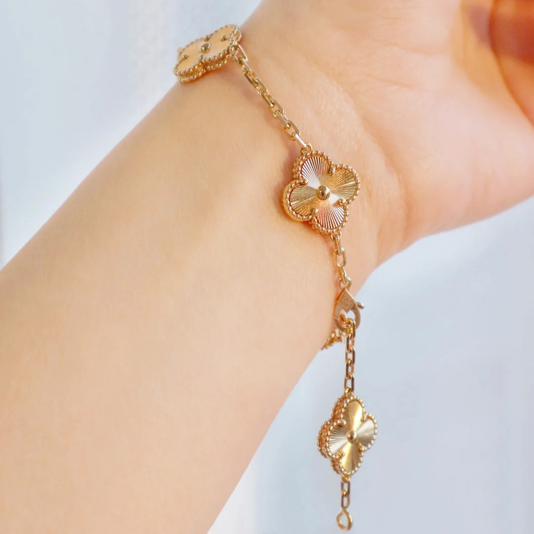 

4/Four-Leaf-Clover Link Chain Bracelets Designer Jewelry Mother Of Pearl Women's Fashion Bracelet