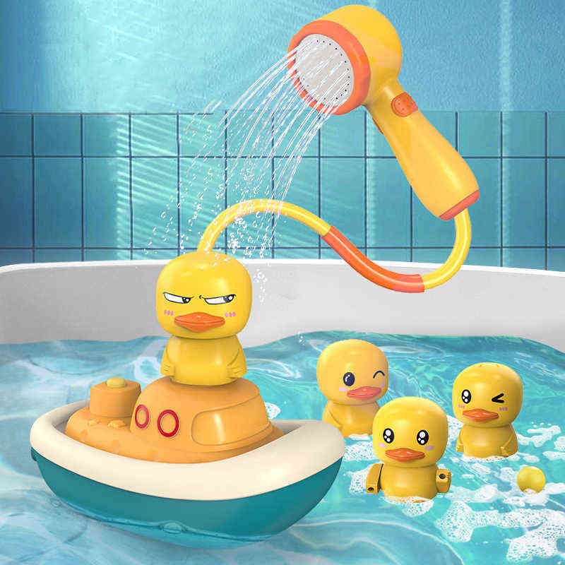 

Baby Bath s Electric Spray Water Floating Shower Bathing Game Bathroom Bathtub Faucet Sprinkler Duck Toy for Kids Gift 0922