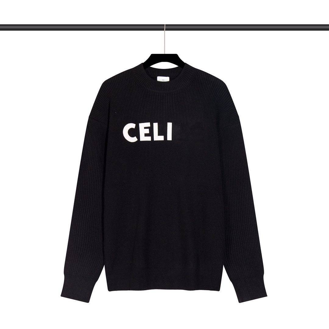 

Fashion Brand CELI Luxury Classic Sweater Autumn and Winter Casual Round Neck Pullover For Men and Women Black, Olive