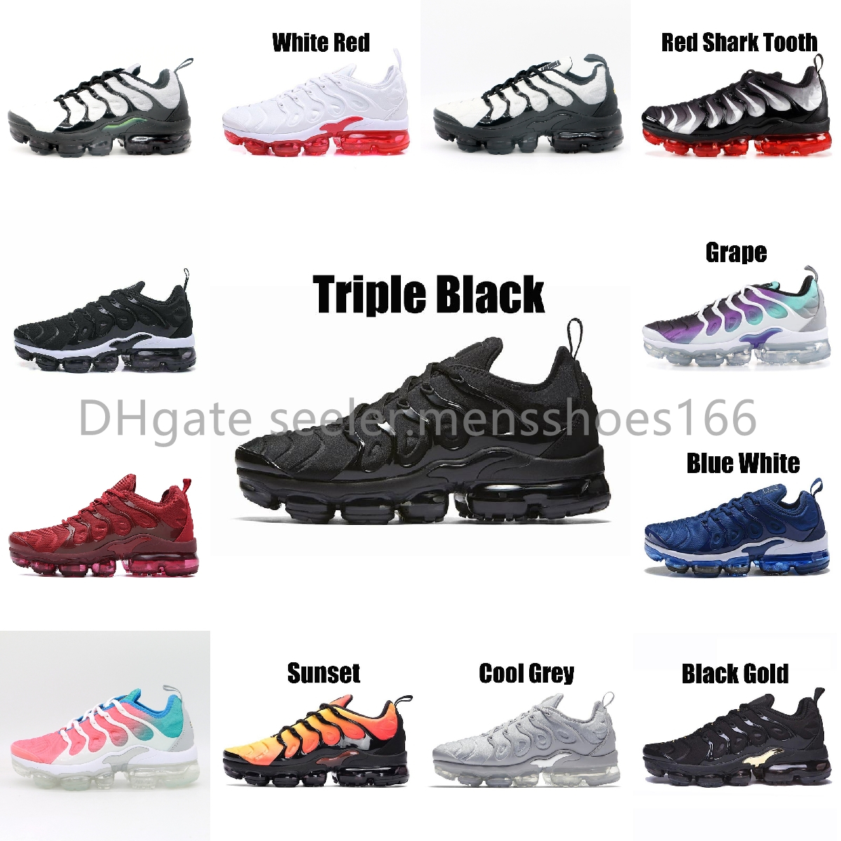 

Designer Shoes TNs Mens Womens Running Shoes Outside Sports Trainers Sneakers Cherry Cargo Khaki Reverse Sunset Triple Black Iridescent Rainbow Cool Grey, The box only
