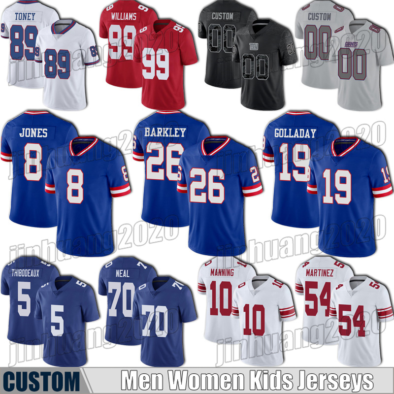 

26 Saquon Barkley Football Jerseys Giants New Yorks 8 Daniel Jones Kayvon Thibodeaux Kadarius Toney Jersey Xavier McKinney Julian Love Lawrence Taylor Strahan, Woman custom jersey (jr)