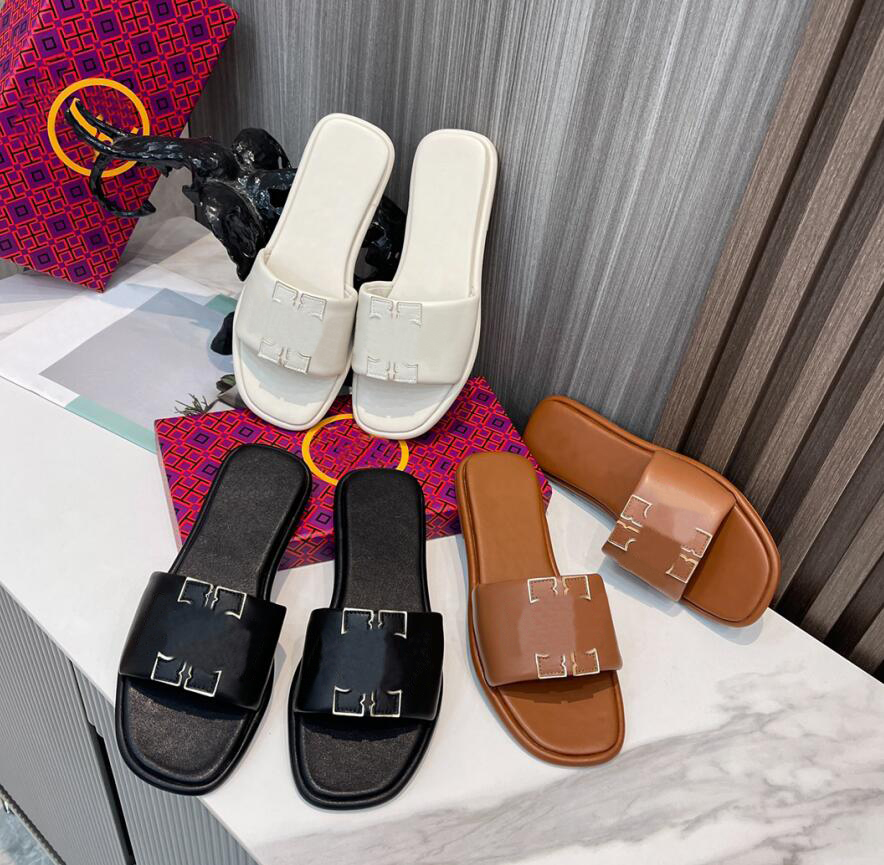 

Eleanor Slide Miller Sandal Slippers Designer Women Leather Eleanors Hollowed out Pattern Tories Rubber Fashion Flip Flops Size 35-42, Customize