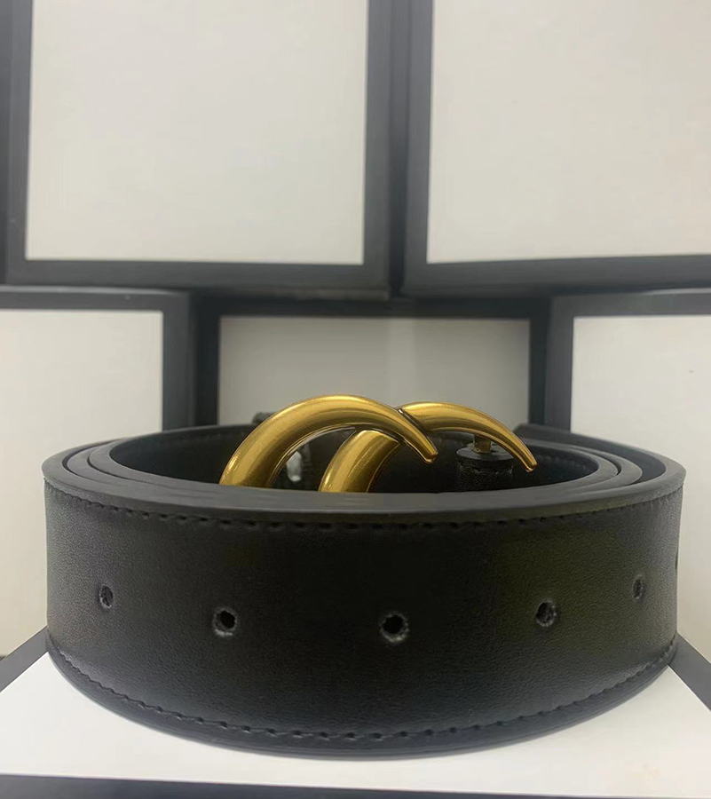 

2022 Fashion Versatile Classic Leather Designer Belt Ladies Men Casual Letters Smooth Buckle Belt Box, Black