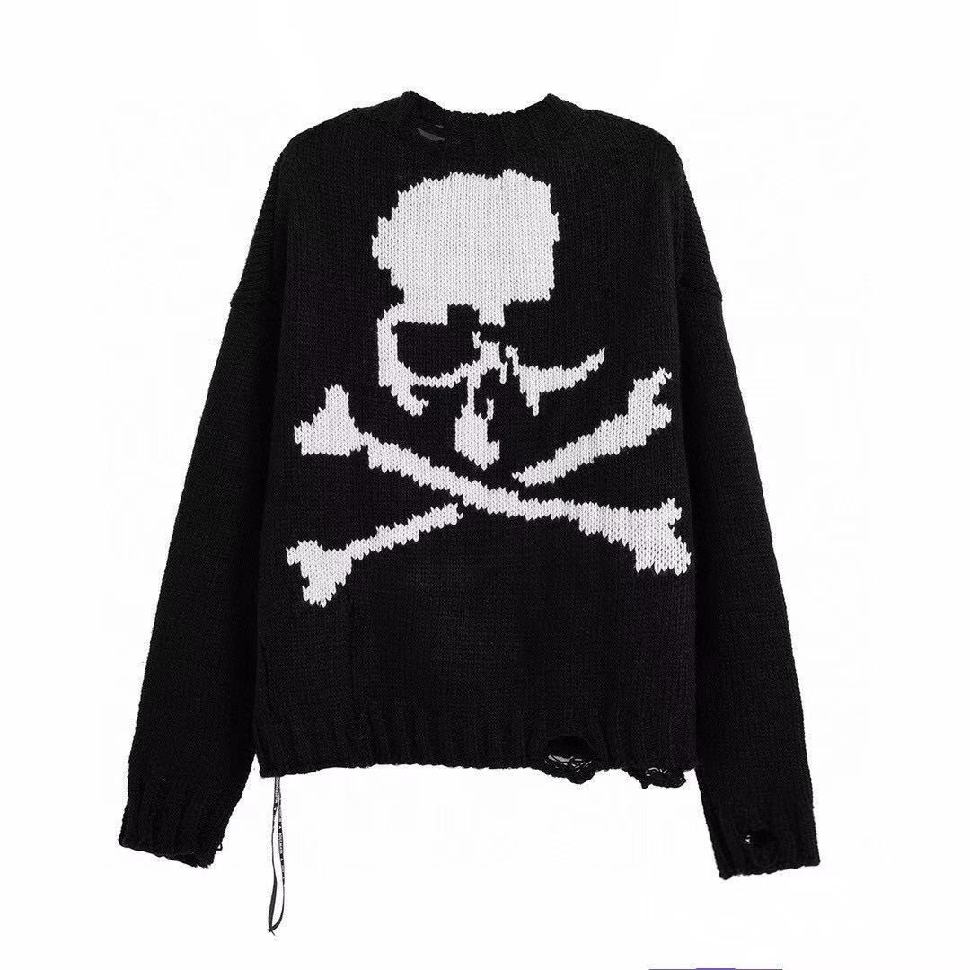 

Men' Sweaters Mastermind Black Thick Heavy Skull Print Sweater Men Women High Street Japan Pullover MMJ