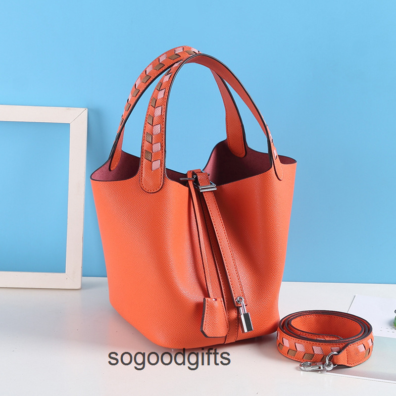 

H Handbag Women's Designer Bags Picotn Lock Handbags Tote Bag Fashionable New Style Color Contrast Vegetable Basket Pn Iu8y, & pink