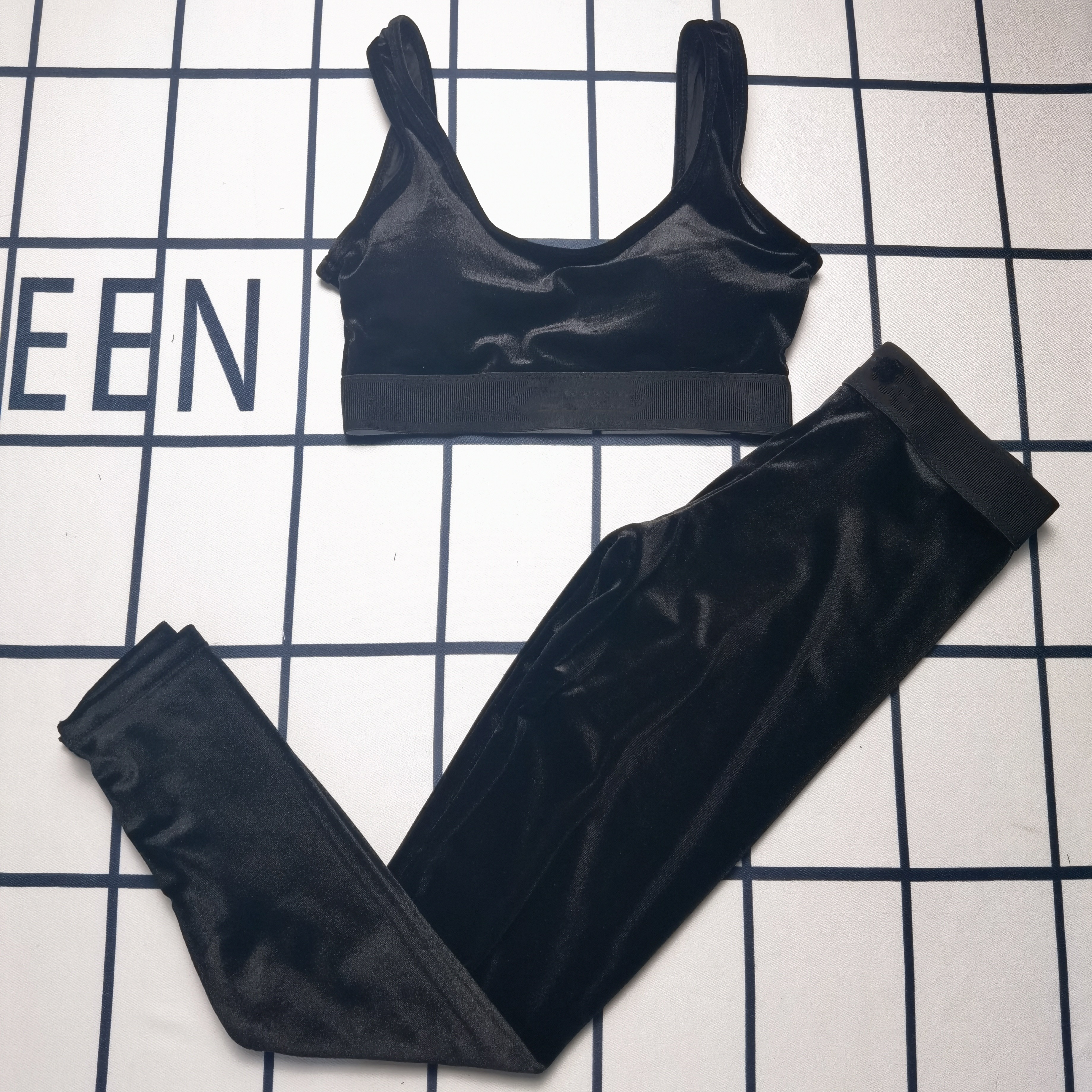 

letters Print Summer Two Piece pants crop Top and Leggings For Women 2022 Sport Set Bating Suit New Sleeveless Swimsuit, Yellow