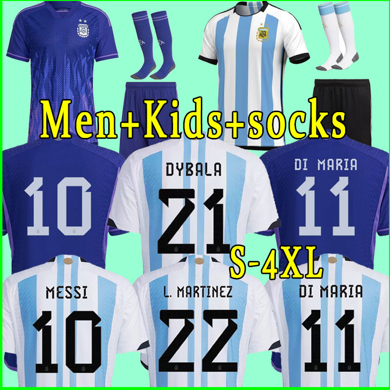 

22 23 Argentina Soccer Jerseys DYBALA MESSIs 2022 2023 Fans Player Version LAUTARO MARTINEZ DI MARIA Football Shirt KUN AGUERO MARADONA Mens Jersey Kids Kit, Home+patch