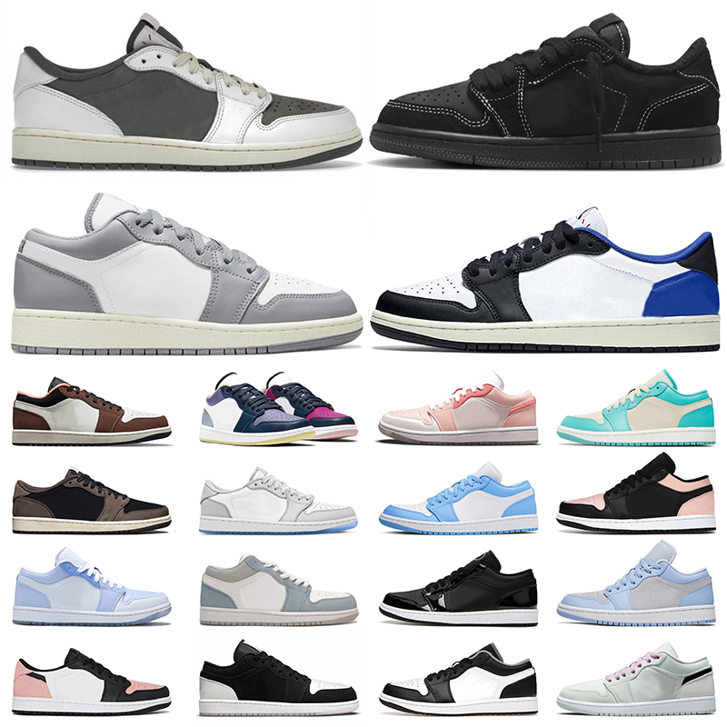 

New Jumpman 1 Low Basketball Shoes For Men Women TS Black Phantom Reverse Mocha Retro Fragment Diamond Coral Swooshers Pink Sneakers, 36-46 tropical teal sandy beige