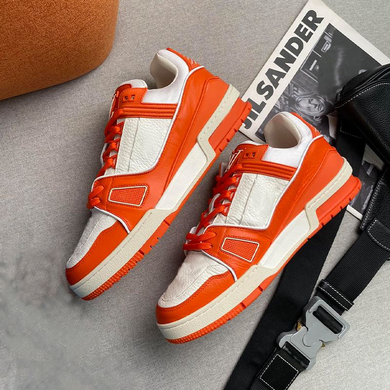 

Luxury Casual Shoes Men Women Designer Low Top Leather Flat Sneakers Velcro Blue Red Orange Green Outdoor Running Shoes