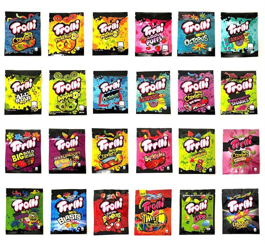 

Packaging Bags Trrlli Trolli edibles packaging bags 600mg 29 designs sour brite crawlers watermelon sharks llamas octopus peach rings errlli berry worm