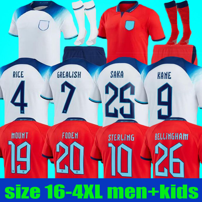 

2022 KANE STERLING soccer jersey RASHFORD SANCHO GREALISH MOUNT ENGLAnDs FODEN SAKA 22 23 national football top shirt men kids kit sets uniform socks size 3XL 4XL, 2022 home
