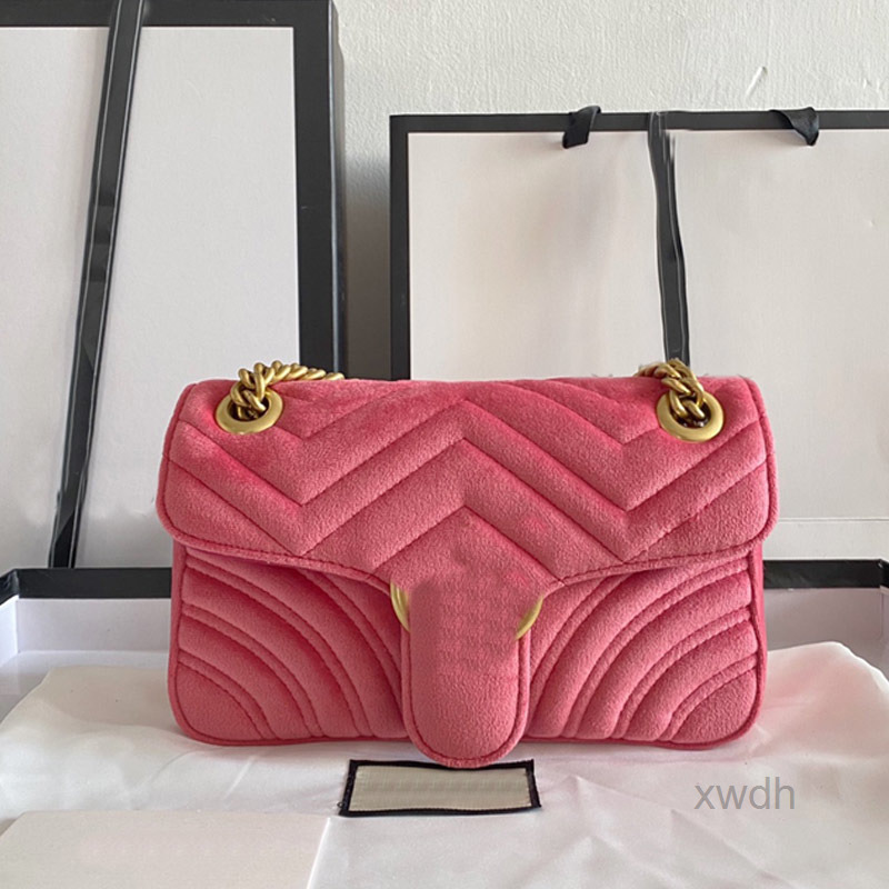 

Evening Bags Crossbody Velvet Bag Handbags Purse Flap Messenger Shoulder Bags Multiple Colors Bronze Metal Chain High Quality Handbag Small