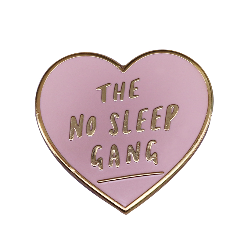 

The no sleep gang pink heart pin trendy women sisters decor unique night shifts co worker friends gift, As picture
