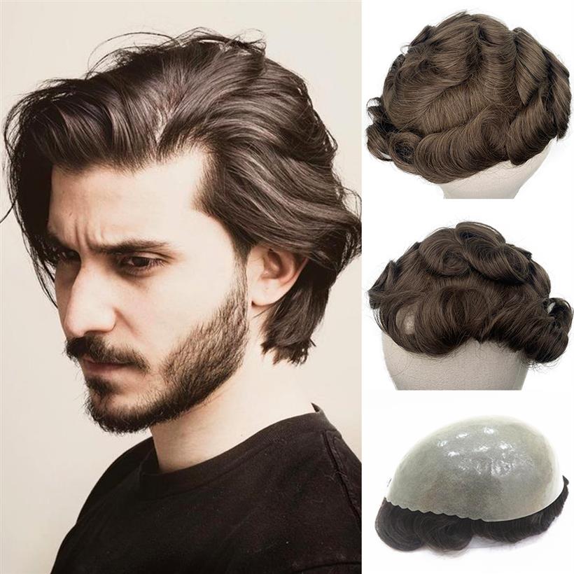 

Man Toupee Wigs for Men Thin PU Skin PU Natural Brown Remy Human Hair 6 Parting Replacement System276H, Natural color