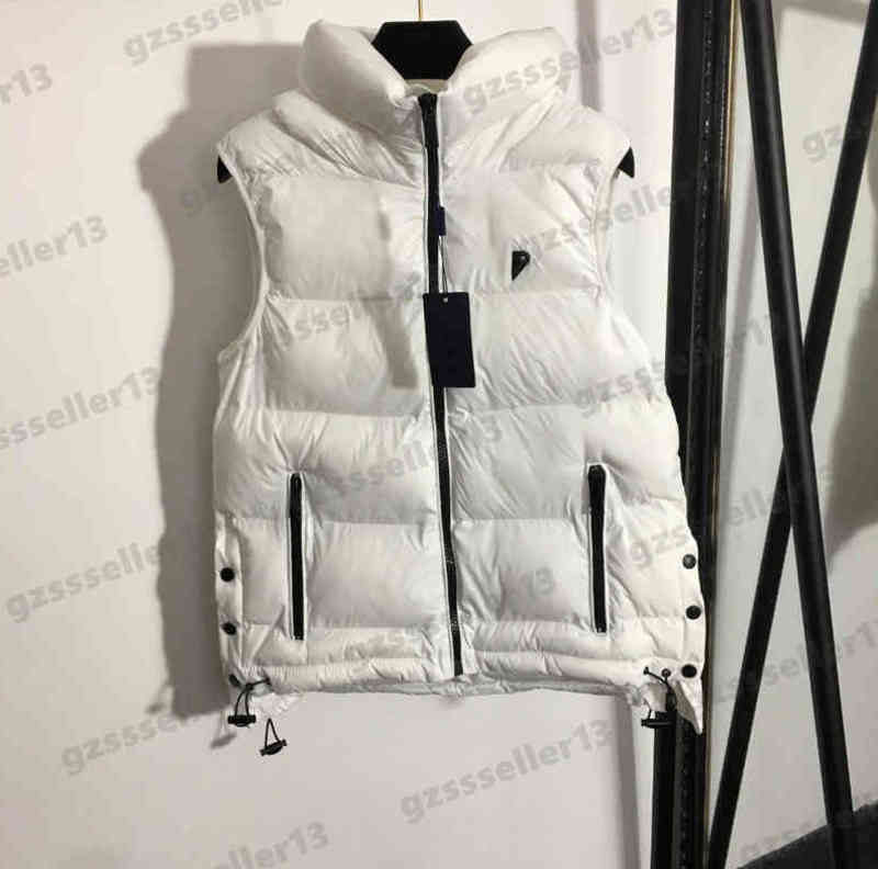 

Womens Vest Designer Down Jackets Classic Triangle Logo Puffer Jacket Luxury Sleeveless Stand Collar Zipper Autumn And Winter Vests Coats 3 Colors 0912