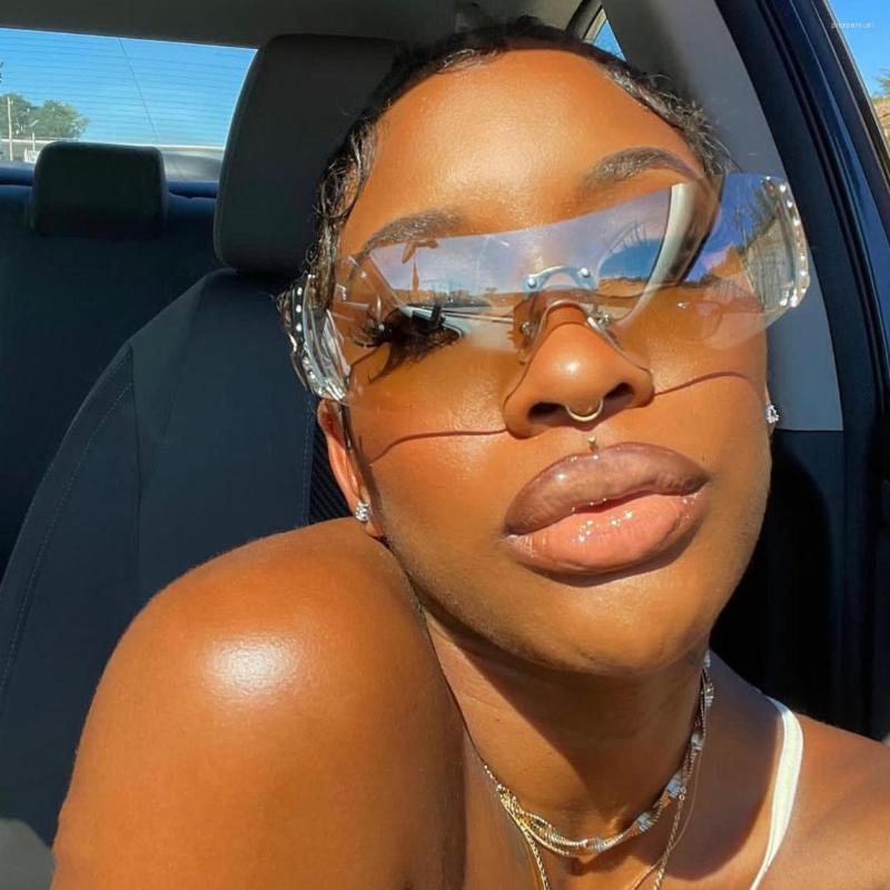 

Sunglasses Designer Oversized Rimless Y2k Women Men Fashion Vintage Rivet Sun Glasses For Female Eyewear UV400