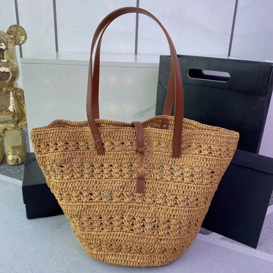 

Panier Medium Basket Bag Crochet Pattern Hook Closure Tote Smooth Leather Handles Leather encased Key HolderShoulder Handbags Bags Luxury Designer Wal f9GG#
