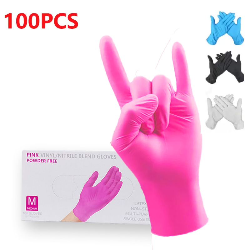 

Disposable Nitrile Gloves S/M/L/XL Kitchen Dish Washing Work Garden Pink Protective Gloves Fruit Vegetable Plastic Glove