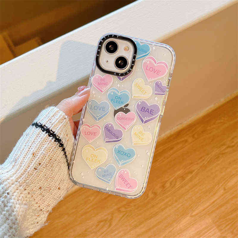 

Phone Cases Cell CASETIFY Shockproof Phone Case For iPhone 14 13 12 11 Pro X XS Max 7 8 14 Plus Multicolour Love Heart Soft TPU Clear Back Cove J0CY, Style 7