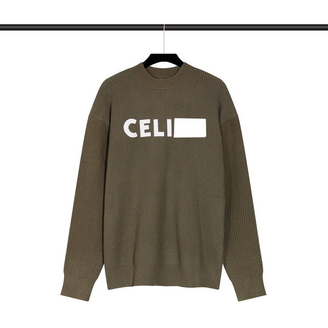 

Fashion Brand CELI Luxury Classic Sweater Autumn and Winter Casual Round Neck Pullover For Men and Women OliveGreen, Olive