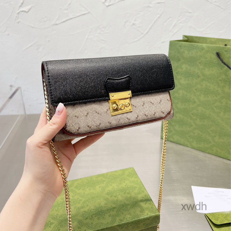 

Evening Bags Padlock Chain Crossbody Bag Long Wallets Women Handbags Purse Canvas Letters Interior Zip Pocket Fashion Letters Gold Hardware