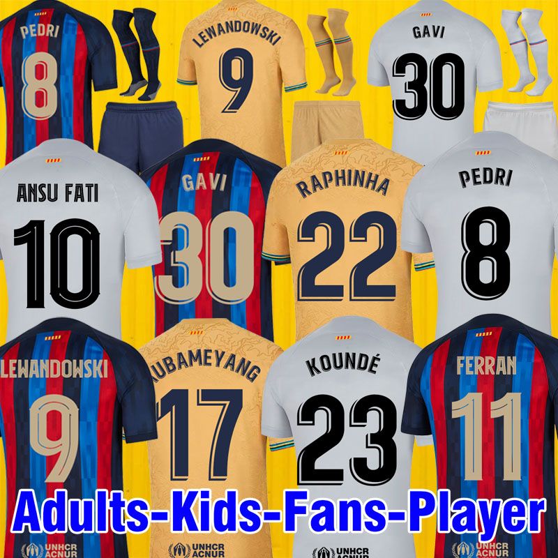 

23 PEDRI GAVI soccer jersey LEWANDOWSKI FC FERRAN camiseta de futbol AUBA barca 2022 2023 ANSU FATI football shirt MEMPHIS barcelona kits men kids MEN jersey, Third patch 1