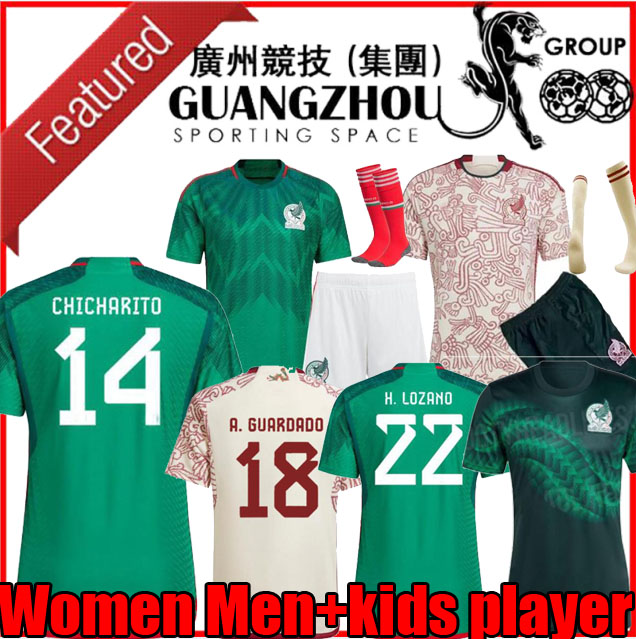 

S-4XL 22 23 Mexico Soccer Jersey Home green NEW National Copa America 2022 2023 CHICHARITO LOZANO PINEDA VELA RAUL Men Kids Women Football Shirts Fans Player Version, 22 23 home player