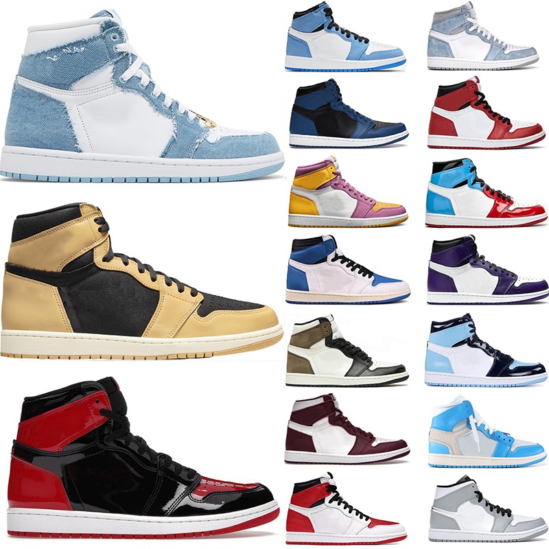 

1 1s Basketball Shoes OG Denim Heirloom Yellow Toe Patent Bred Stage Haze Dark Mocha Low Smoke Grey Mens Womens Jumpman Sneaker Classic One Trainers, 44