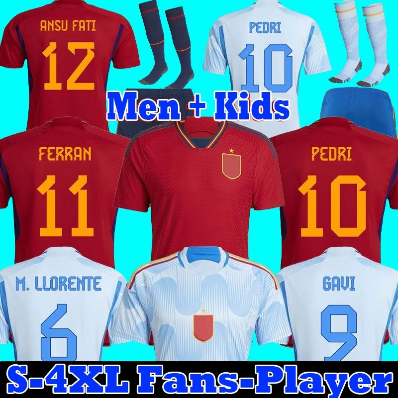 

2022 spain soccer jersey Espana PEDRI FERRAN TORRES MORATA GAVI football shirt fans player ANSU FATI KOKE AZPILICUETA men and kids kits, 1 home
