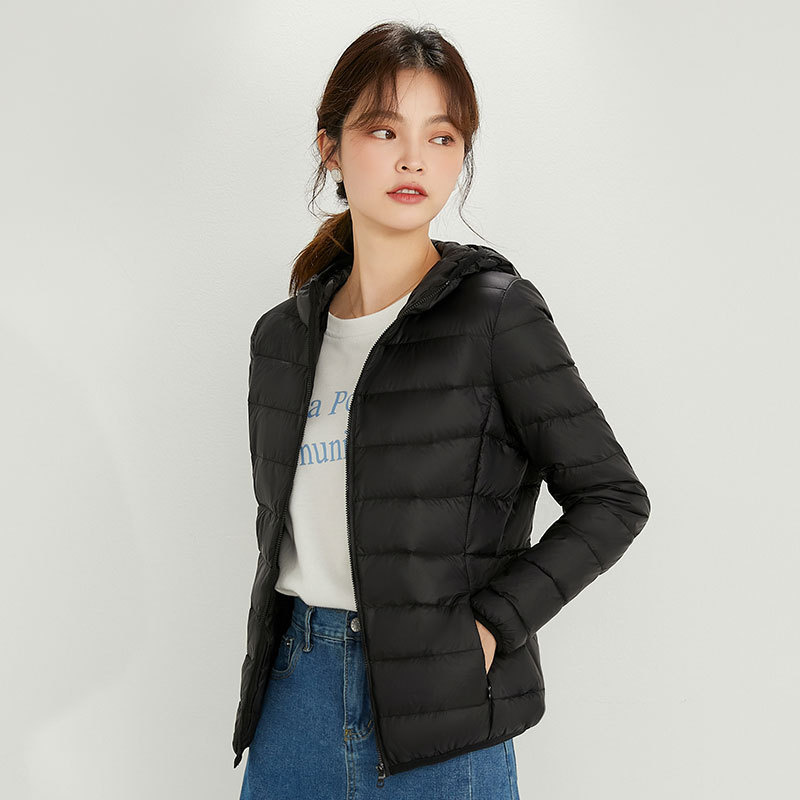 Womens Yoga Coat Hooded Coat Short Thin Down Jacket Outfit Solid Color Puffer Coat Sports Winter Outwear 15 Colors S-4XL