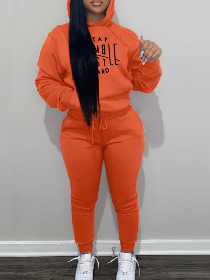 

Women's Two Piece Pants Plus Size Women Clothing Stay Humble Set Long Sleeve Hooded Collar Sets Womens Outifits, Coral red