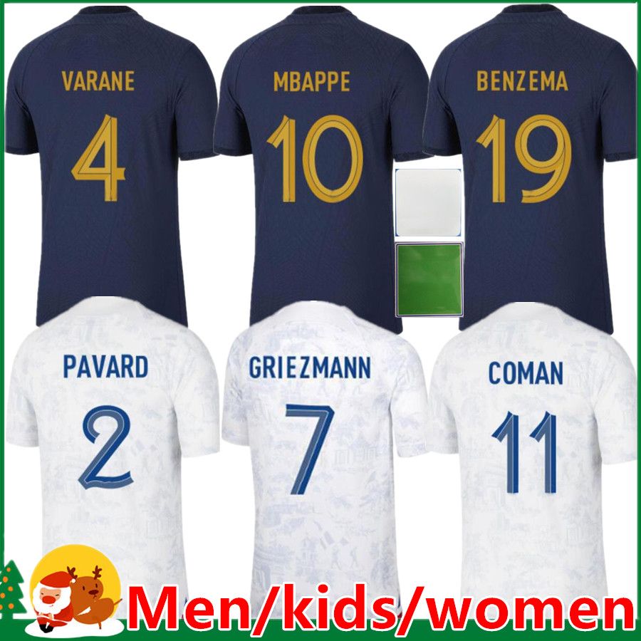 

French club Full Sets 2022 soccer jersey 2023 BENZEMA MBAPPE GRIEZMANN SALIBA COMAN PAVARD KANTE Maillot de foot equipe Maillots kids kit women Men football shirt, Kids 2022 away