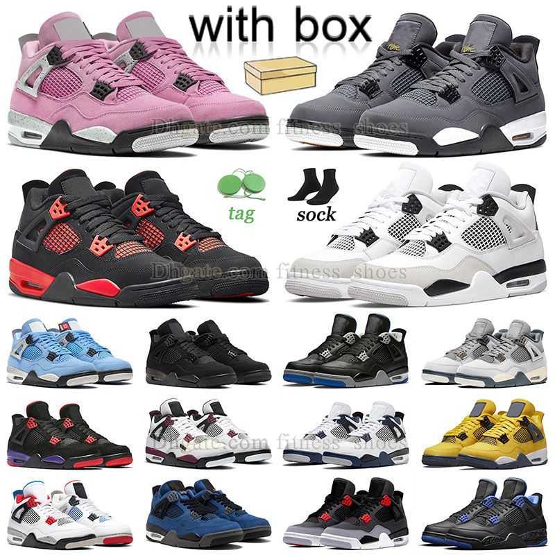 

4s blue thunder basketball shoes mens womens jumpman 4 university blue midnight navy pure money seafoama triple pink white cement big size 12 13 sneakers with box 46 47, J44 40-47
