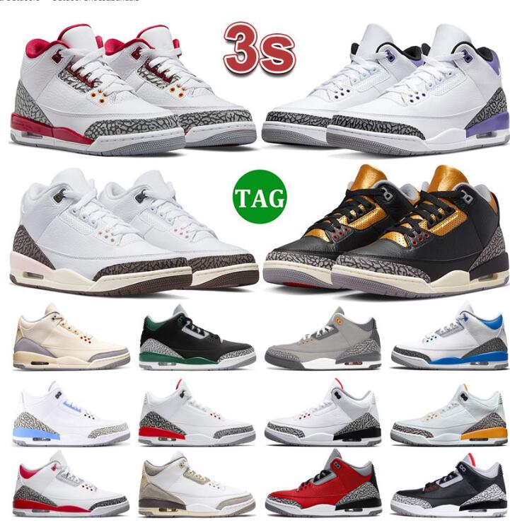 

35Color 3 Men Basketball Shoes 3s Sneakers Dark Iris Cardinal Fire Red Neapolitan Muslin Desert Elephant Black Gold UNC Mens Women Sports Trainers Size 7-13, A1216