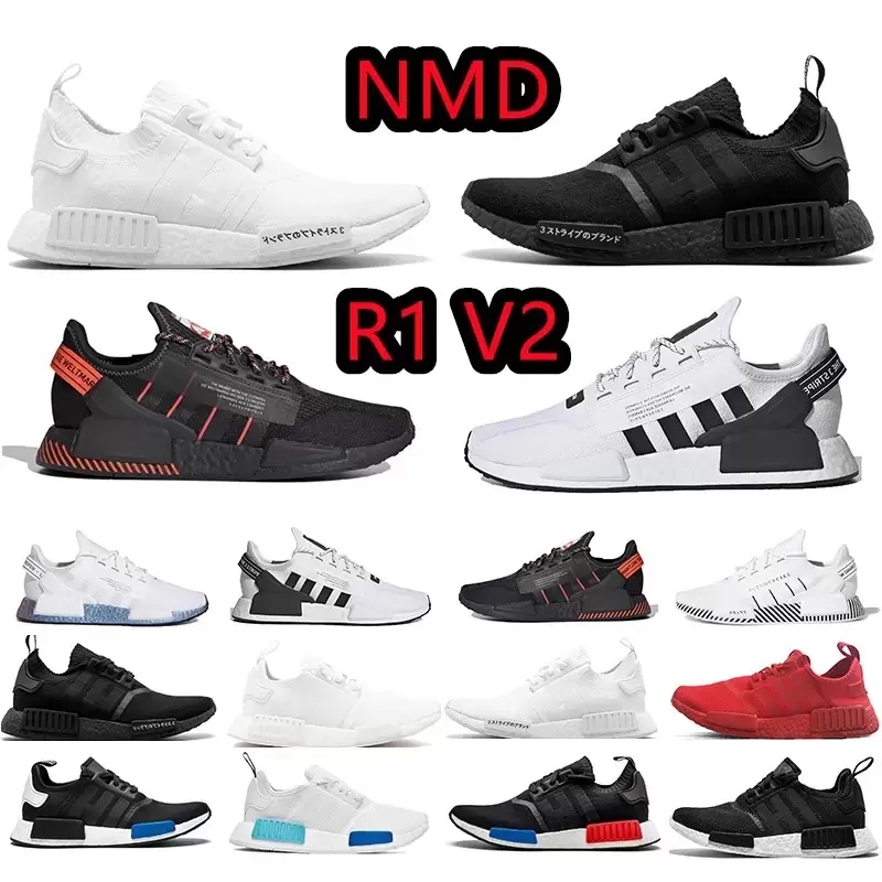 

Designers Nmd R1 V2 running shoes outdoor shoe dazzle camo men women white speckled black gradient neon aqua tones mexico city munich olive oreo Japan white with box, Customize