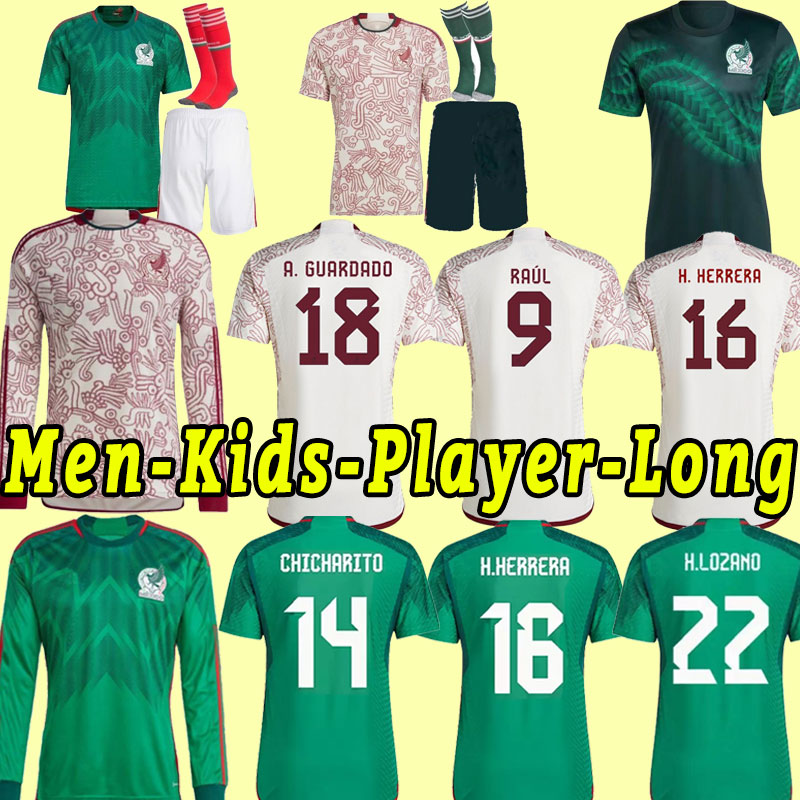 

WORLD CUP 2022 Mexico soccer jerseys H.LOZANO CHICHARITO RAUL LOZANO 22 23 fans player version 2023 G DOS SANTOS OCHOA Camisetas de futbol men kids kit football shirt, Home+patch