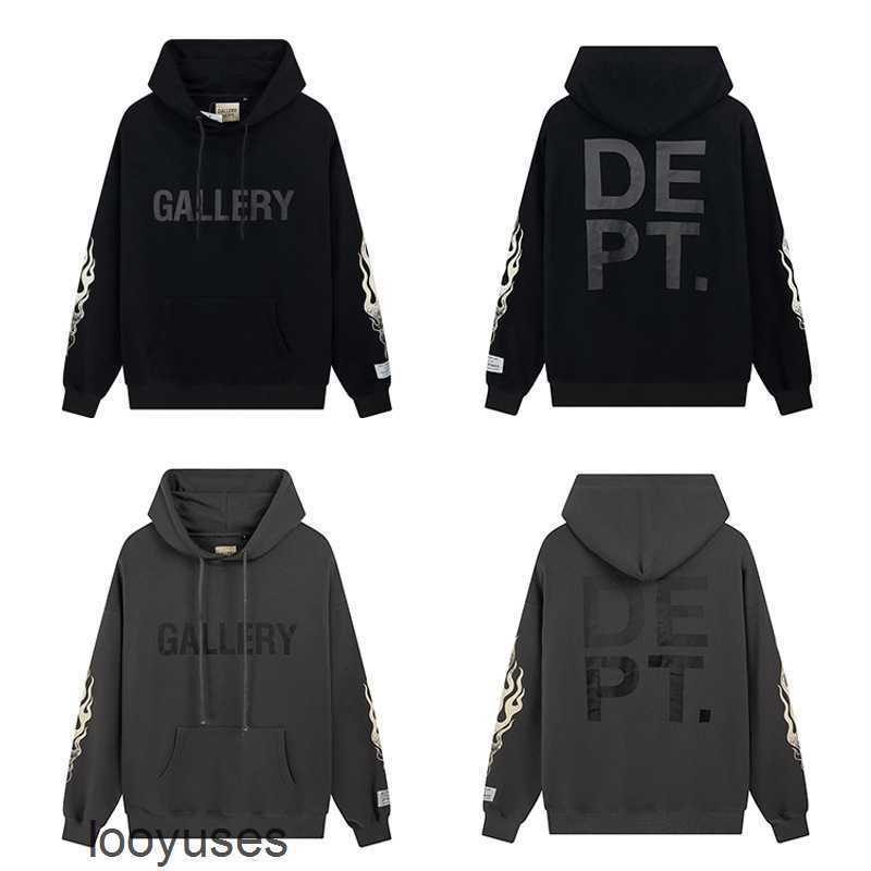 

Galleryes Hoodie Chaopai Sweaters Dept Mens Streetwear Arm Flame Print Letter Fat Man Loose Hoodie, 988 black