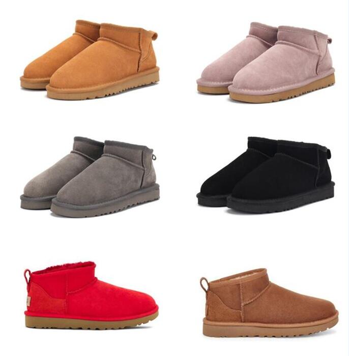 À la mode femmes Mini bottes de neige en peau de mouton en peluche garder des bottes au chaud avec un sac à poussière en carte AUS court U5854 ch