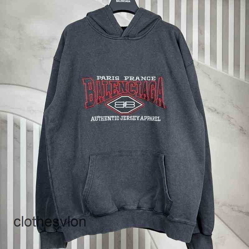 

Red Balencigas Sweaters Black Edition Special Mens Hoodies Banner Embroidered Washed Paris Cotton Top, Wash black