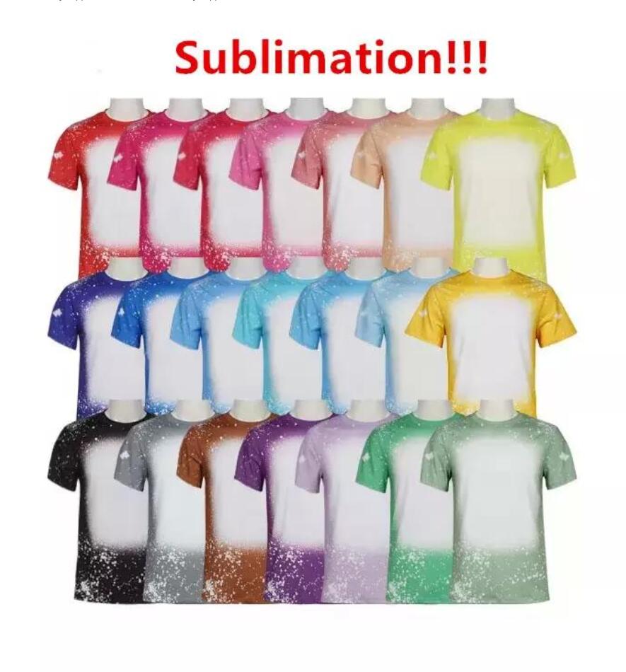 

Wholesale Decorations Sublimation Bleached Shirts Heat Transfer Blank Bleach Shirt Bleached Polyester T-Shirts US Men Women Party Supplies GF0923x2