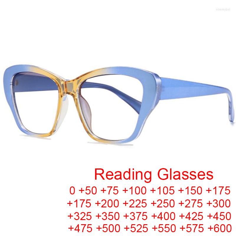 

Sunglasses Vintage Cat Eye Women's Reading Glasses Big Frame Anti Blue Light Clear Brand Designer Tea Optical Fashion Eyewear