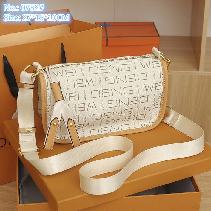 

Wholesale factory ladies shoulder bags 2 color simple letters leisure pillow bag elegant contrast leather handbag personalized printed mobile phone coin purse, Beige-0752#