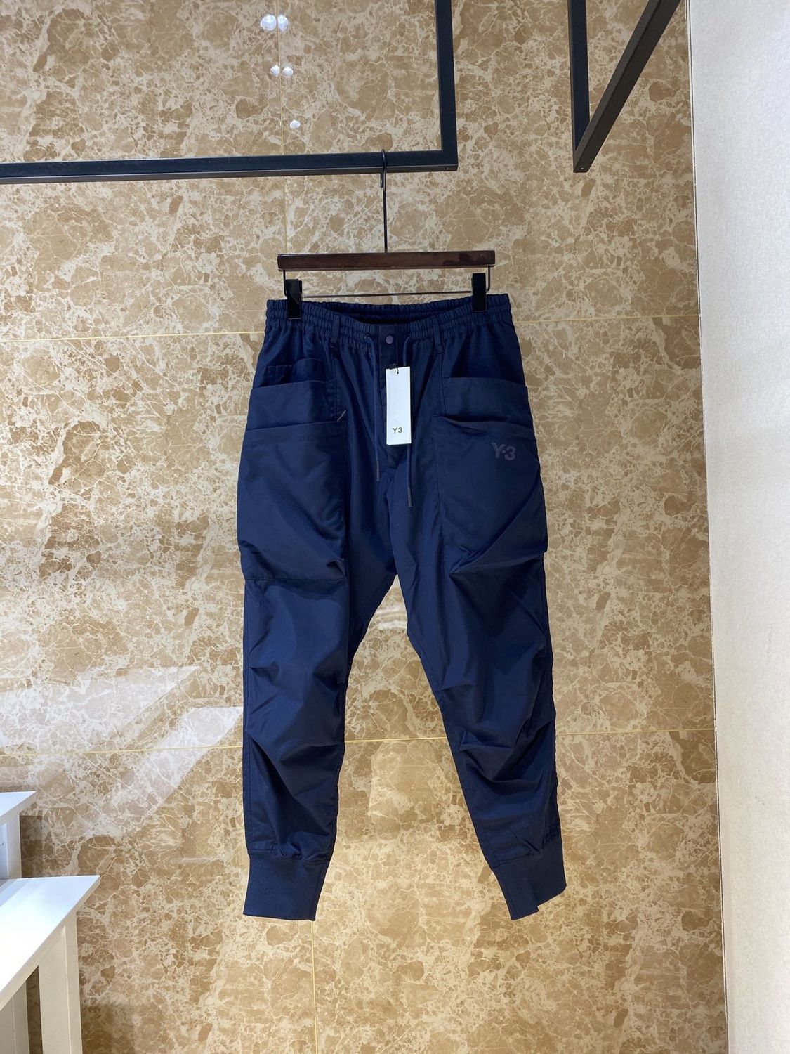 

Men Cargo Pants Summer Y3 Letter Print Navy Blue Sports Casual Sweatpants
