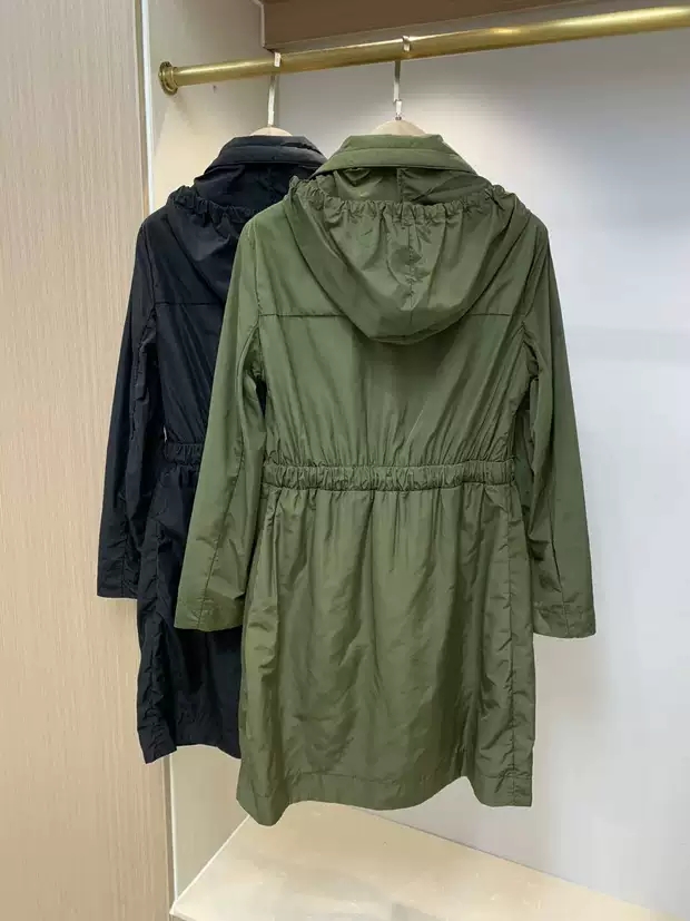 

Designer womens long down jackets French brand lace-up hooded autumn jacket embroidered letter armband women's Thin and light Outerwear coats size 0-2, Sold out