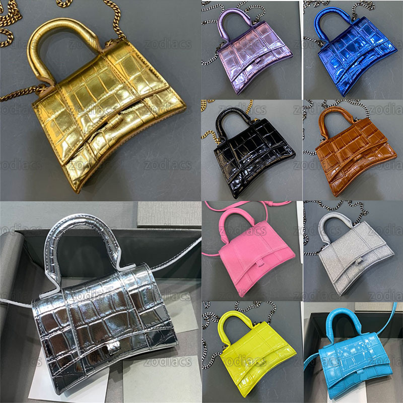 

Balenclaga Newest Designer Bag Hourglass Mini Handbag Shiny Crocodile Embossed Genuine Leather Nano Chain Crossbody Shoulder Bags Brand Women Mehrere, Customize