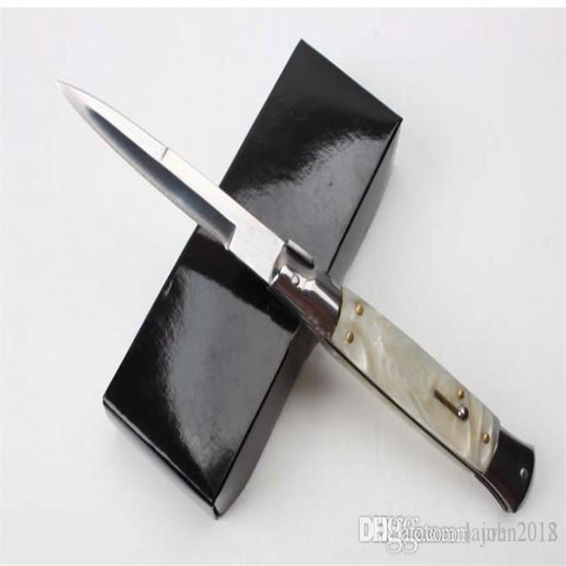 

9 Inch Italian mafia Automatic knife AUTO Tactical knife 58HRC Satin Single Blade Alloy Handle EDC Hunting Pocket knives shipp217e