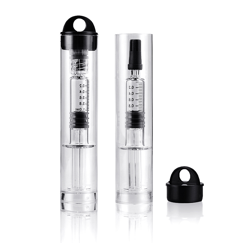 

vape Vaporizer pen 510 Cartridges Accessories 1ml Glass Syringe with Measurement Mark 1cc Luer Lock/Head Injector with PC Container Tube For D8 carts