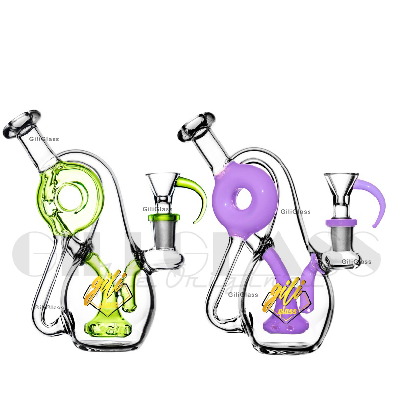 

6.3 inches mini Recycler dab rig Mini Hookahs Glass Bongs Showerhead Per Smoking Small Oil Rigs Klein Water Pipes Heady with quartz nail